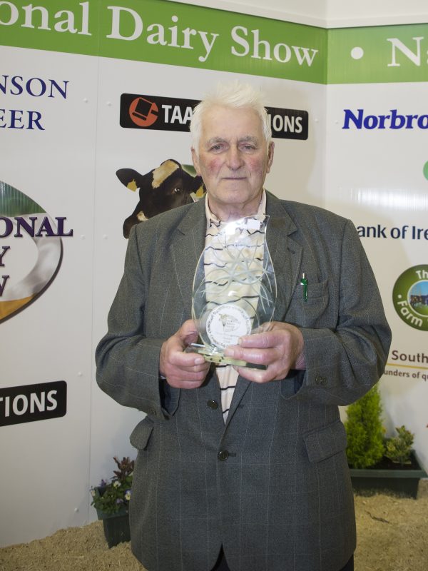 At the National Dairy Show is Paddy Carroll receiving a retirement gift