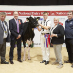 Novice Handling Champion - Richard Hamilton, President IHFA, Judge, Ashley Fleming, Will Jones Champion, Ursula Forrest, Cork Holstein Friesian Breeders Club President, with Eddie Chambers, Kerry Agribusiness, Sponsor