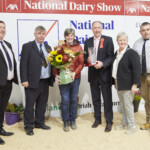 Presentation to Judge - Richard Hamilton IHFA President, Philip Whitley, NDS Committee, presenting Ashley Fleming, Judge with a token of appreciation with Ursula Forrest, Cork Holstein Friesian Breeders Club President