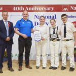 Premier Exhibitors: Judge, David Jones with Premier Exhibitor winners, Jane Hannan, Claire Hannan and Bill Hannan with Sponsor, Mervyn Harvey (Herdwatch)